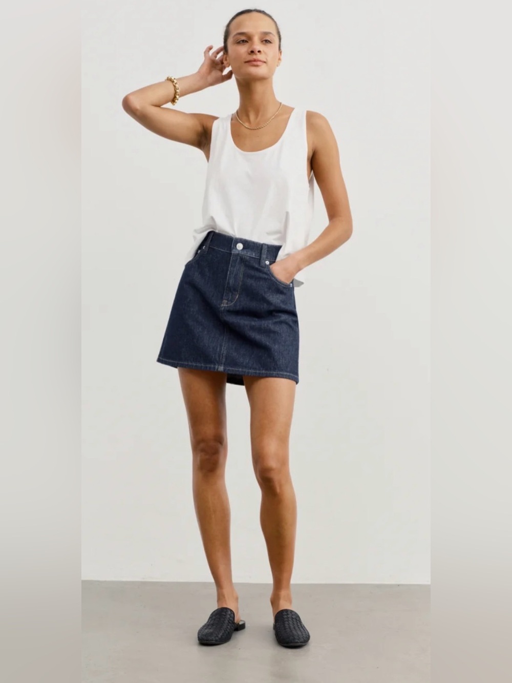 NWOT AYR The Tap Denim Mini Skirt, Size 28